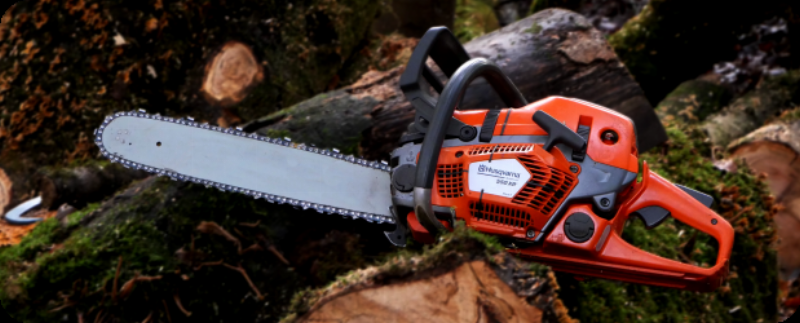 Détail texturé d’une sculpture sur bois à la tronçonneuse révélant les marques de l’outil.